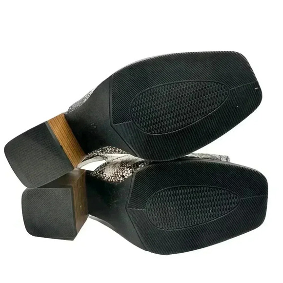 Vince Camuto Sovetta Leather Open Toe Block Heels Snake Embossed Size M 6/6.5 - Picture 9 of 11
